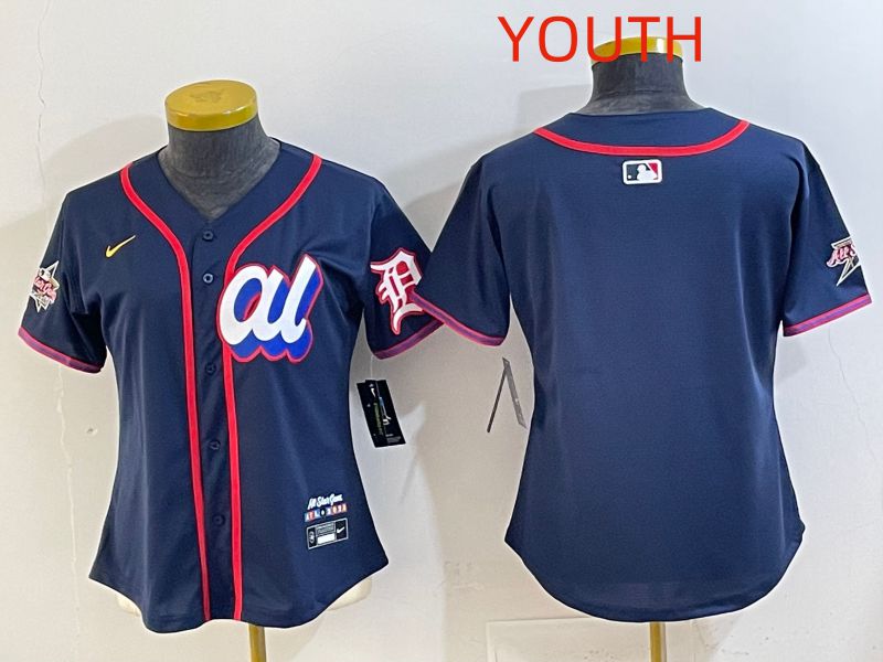 Youth 2025 Detroit Tigers Blank Drak Blue All star Nike MLB Jersey style 02->youth mlb jersey->Youth Jersey